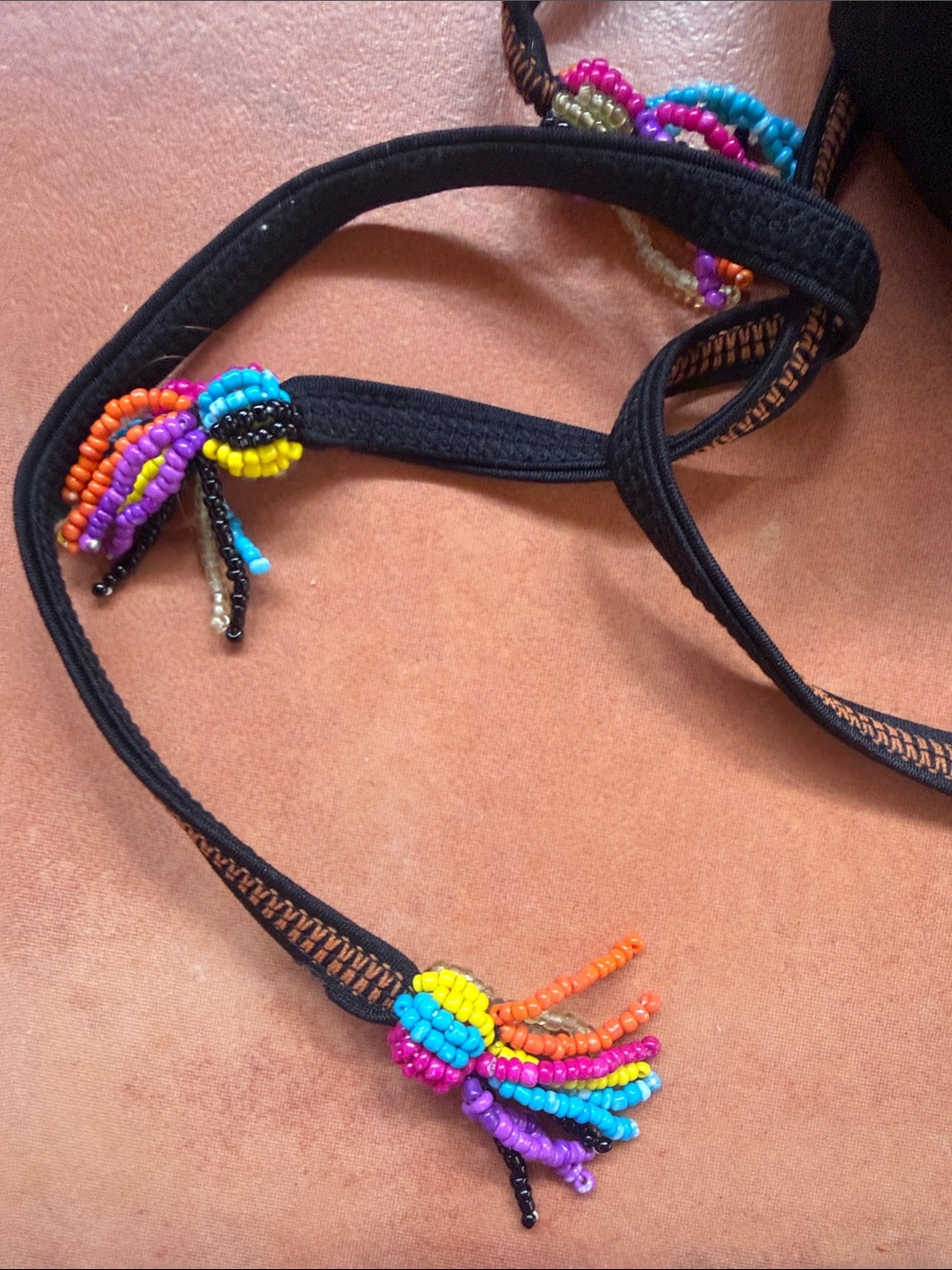Agua Bendita Rainbow Beaded Triangle Bikini with black Trim - Picture 3 of 3